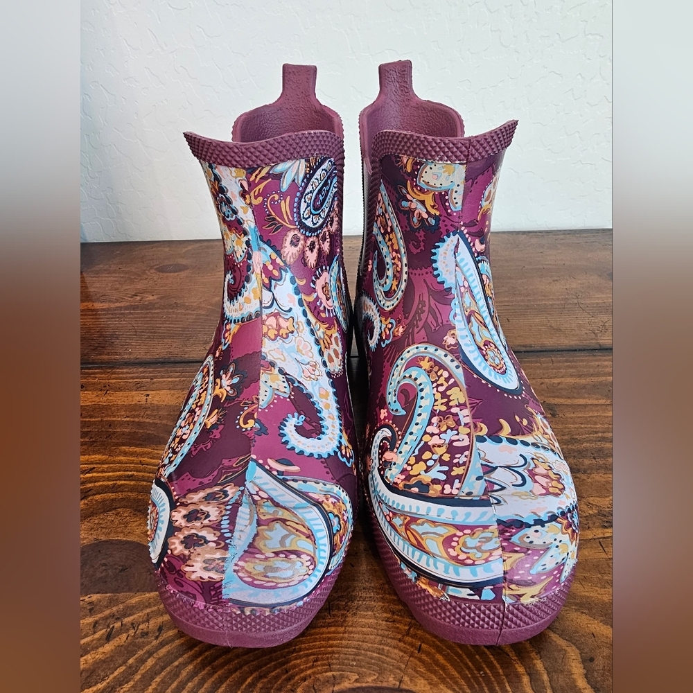 Vera Bradley Purple Blue Paisley Waterproof Rainboot Garden Shoes Women's Sz 6 - Picture 2 of 7